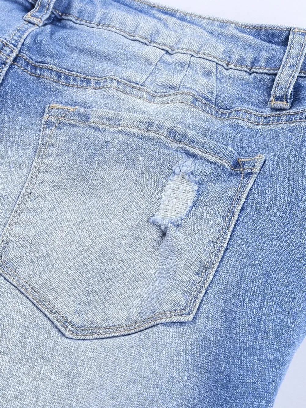 Button-Fly Distressed Denim Jeans