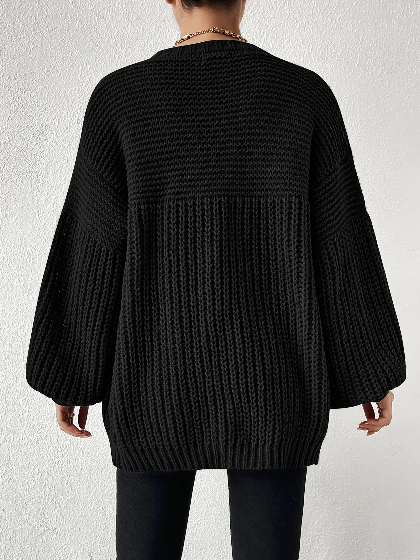 Casual Cozy Chunky Knit Wool Drop Shoulder Cardigan for Women | Perfect for Casual Days