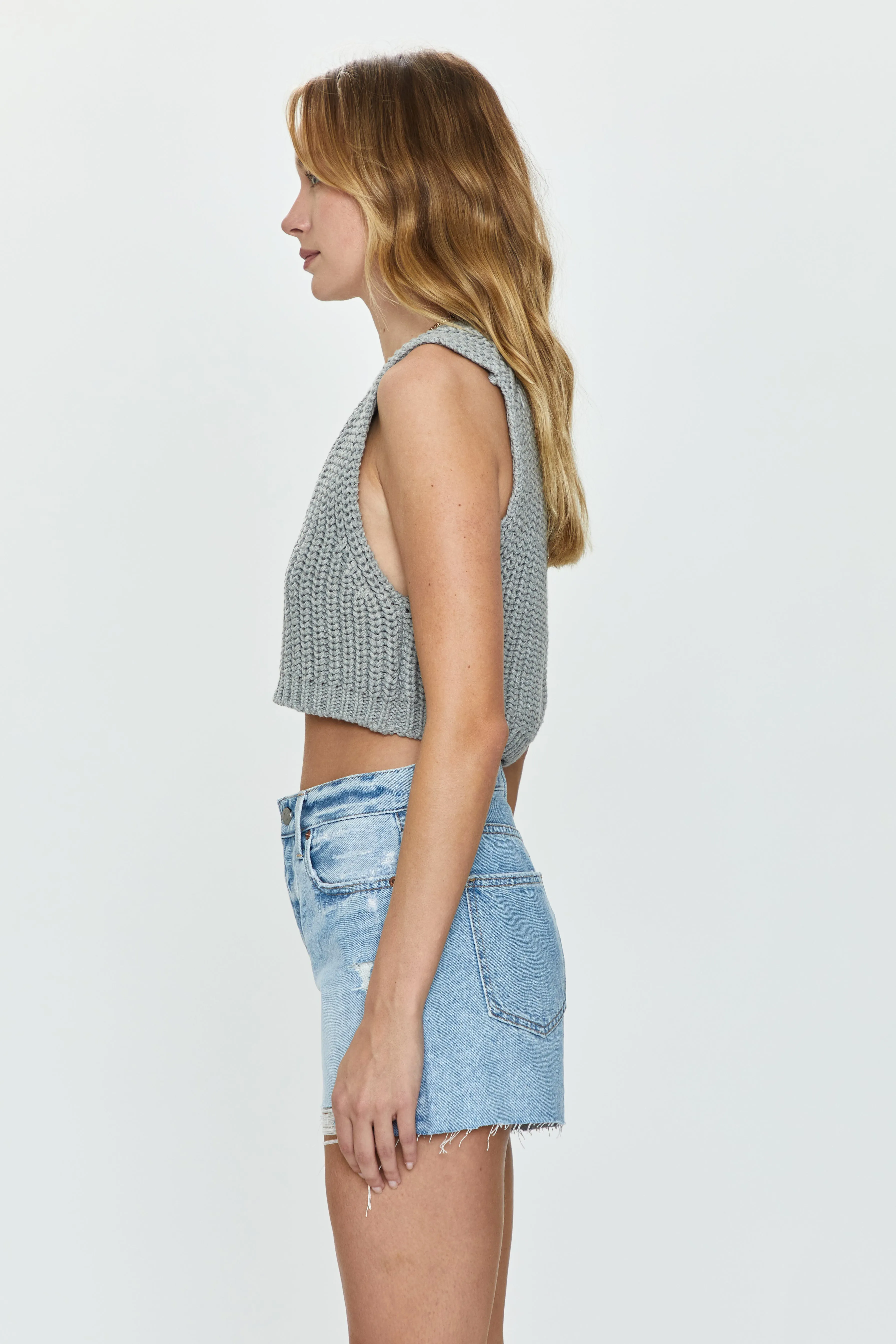 Cora Knit Vest - Light Grey