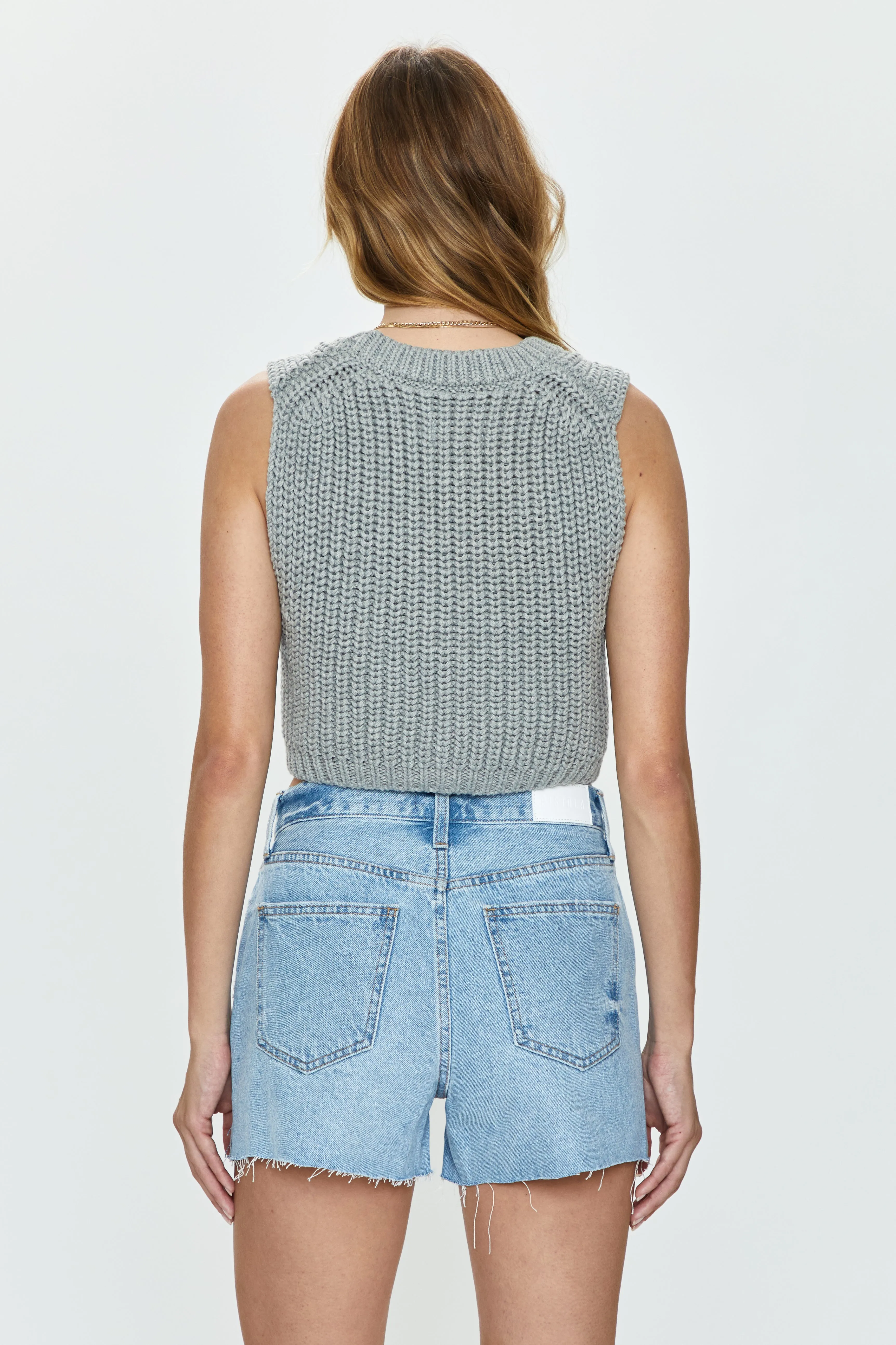 Cora Knit Vest - Light Grey