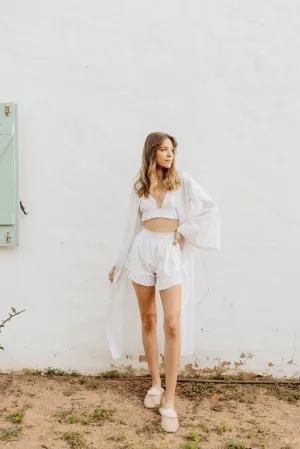 Diana Dobby Bridal Shorts - White