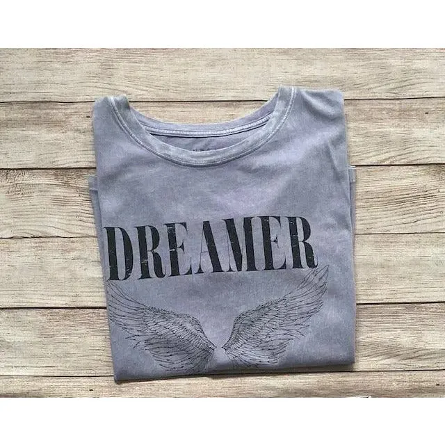Dreamer Mineral Wash Graphic T-Shirt in Lavender