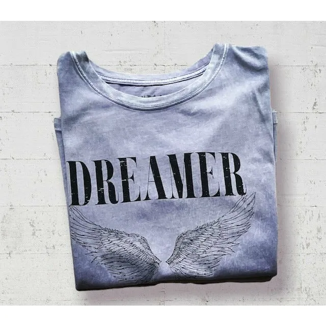 Dreamer Mineral Wash Graphic T-Shirt in Lavender