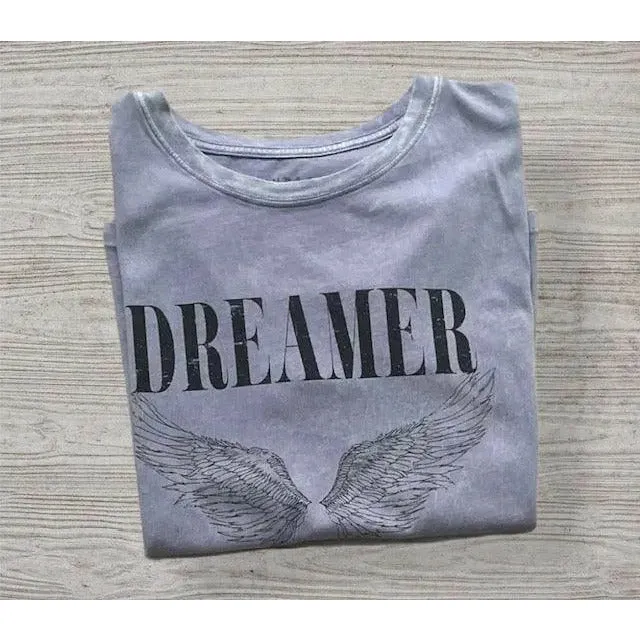 Dreamer Mineral Wash Graphic T-Shirt in Lavender