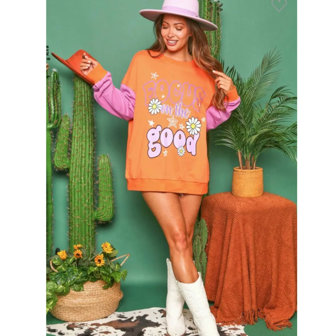 Focus On the Good Graphic Sweatshirt