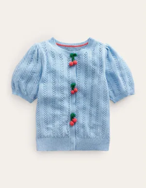 Fruit Crochet Cardigan-Brunnera Blue