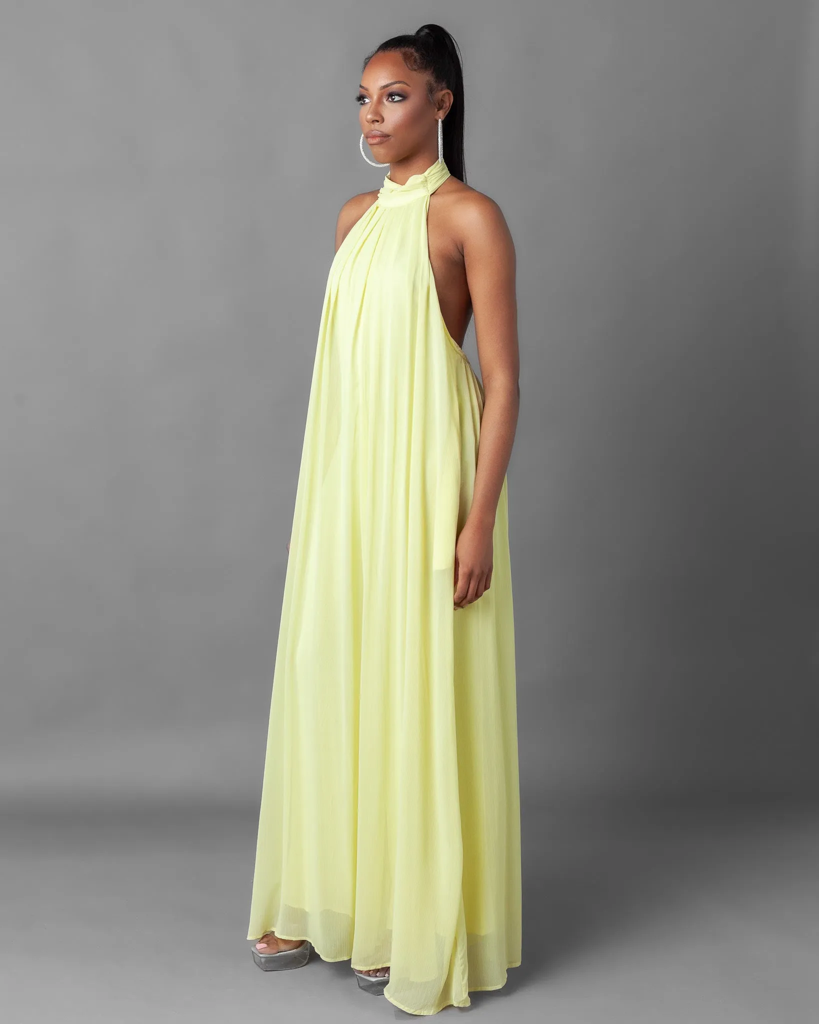 Kyoto Chiffon Halter Palazzo Jumpsuit