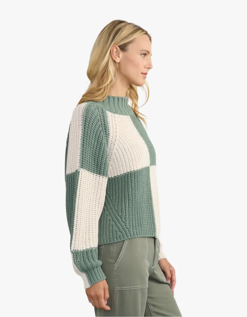 Margaret O'Leary Chessboard Pullover Sweater in Loden & Natural