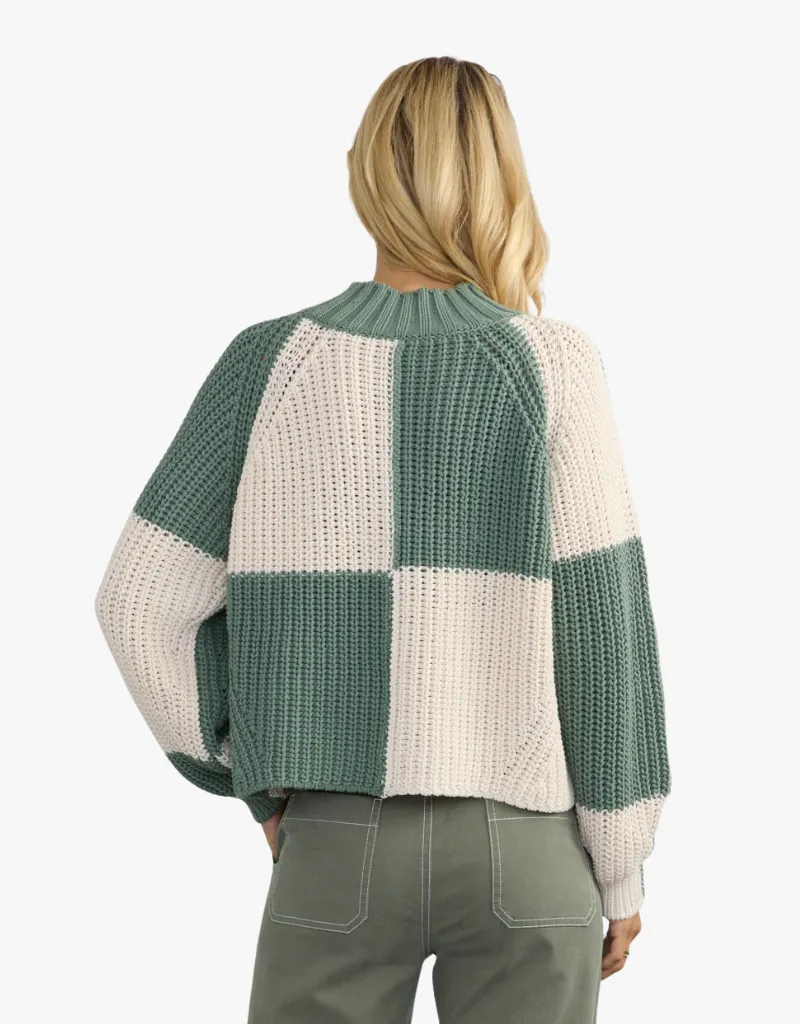 Margaret O'Leary Chessboard Pullover Sweater in Loden & Natural