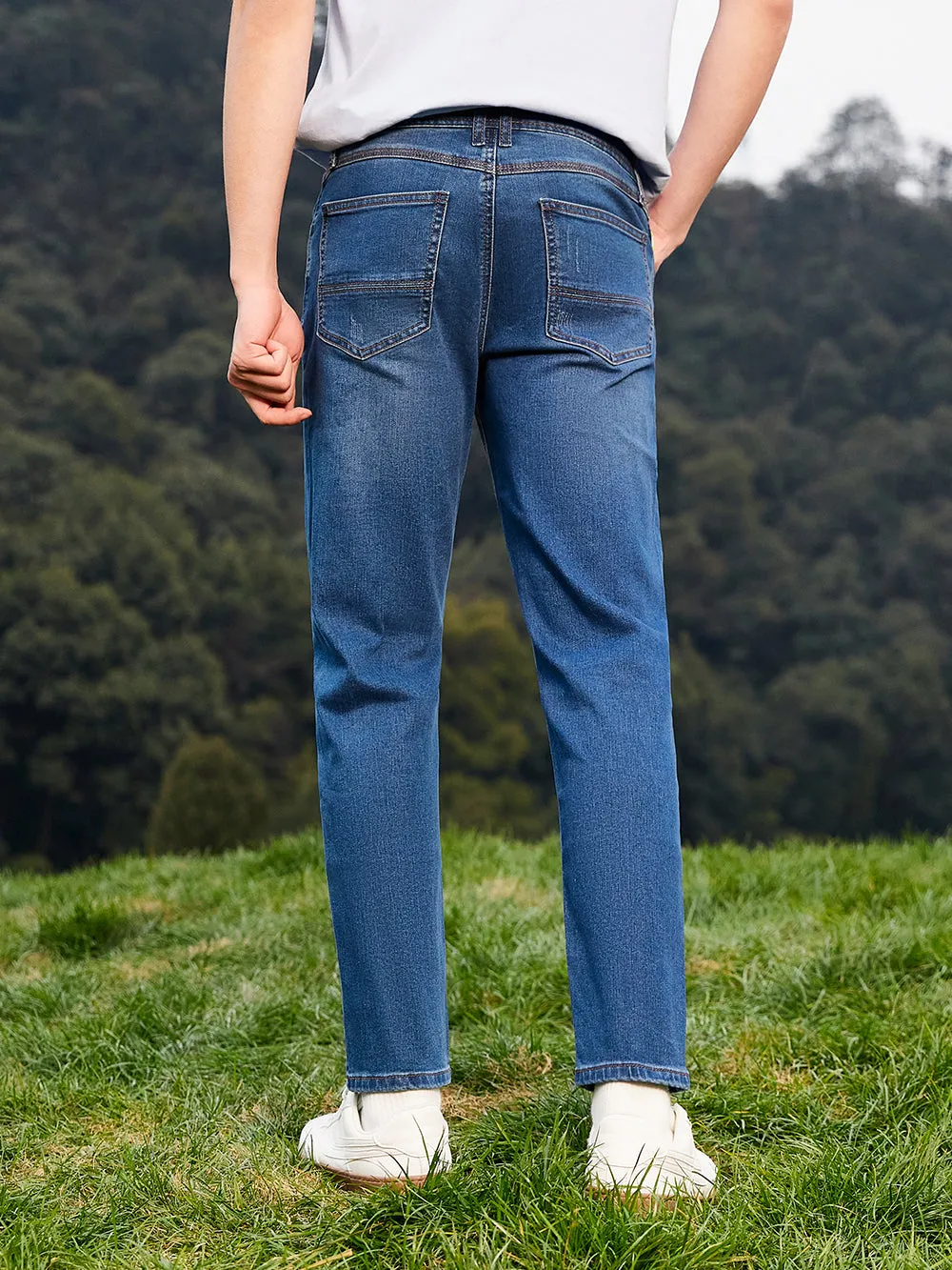 Men Slim Fit Denim Trousers