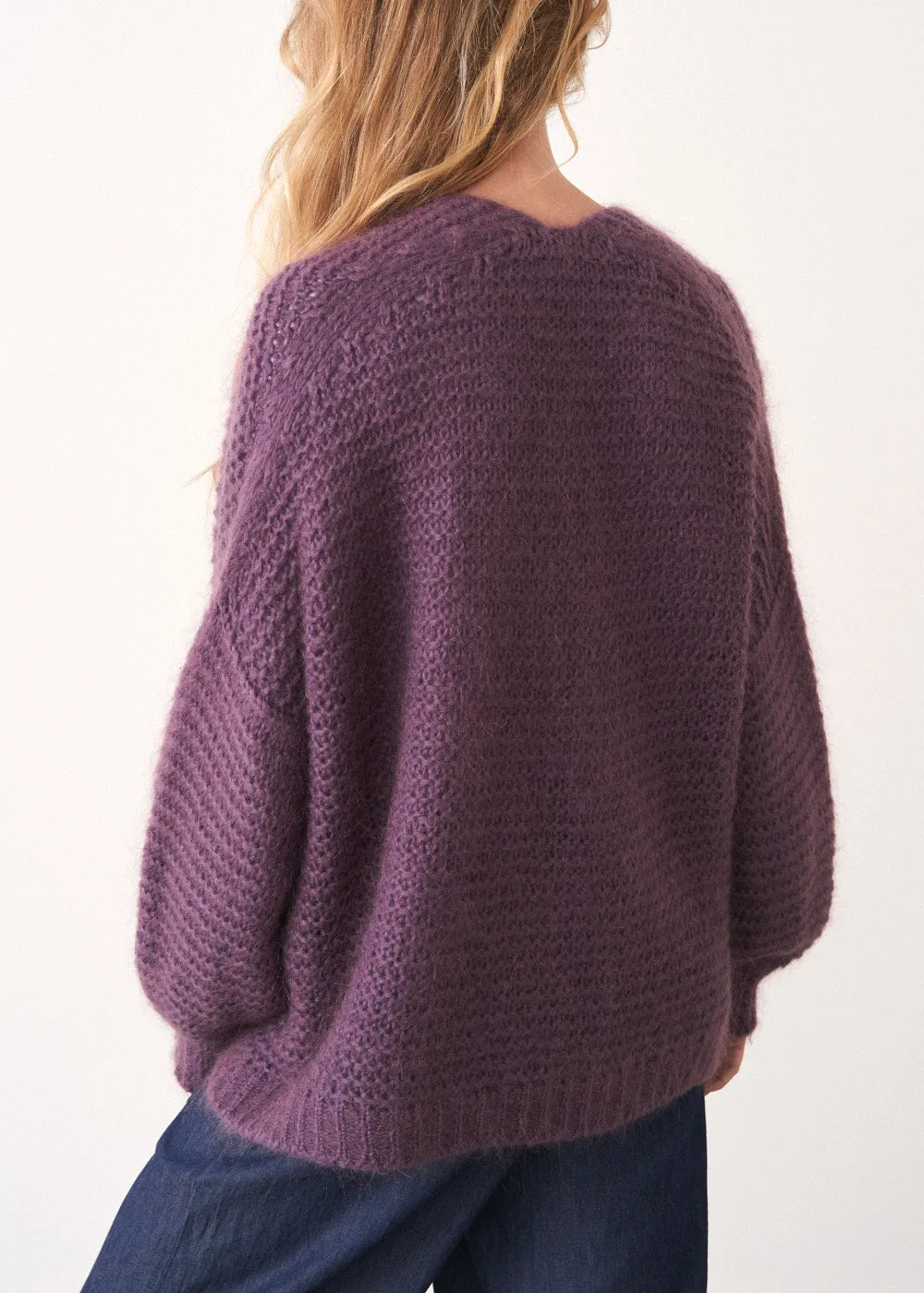 MINA CHUNKY KNIT CARDIGAN  - MAUVE