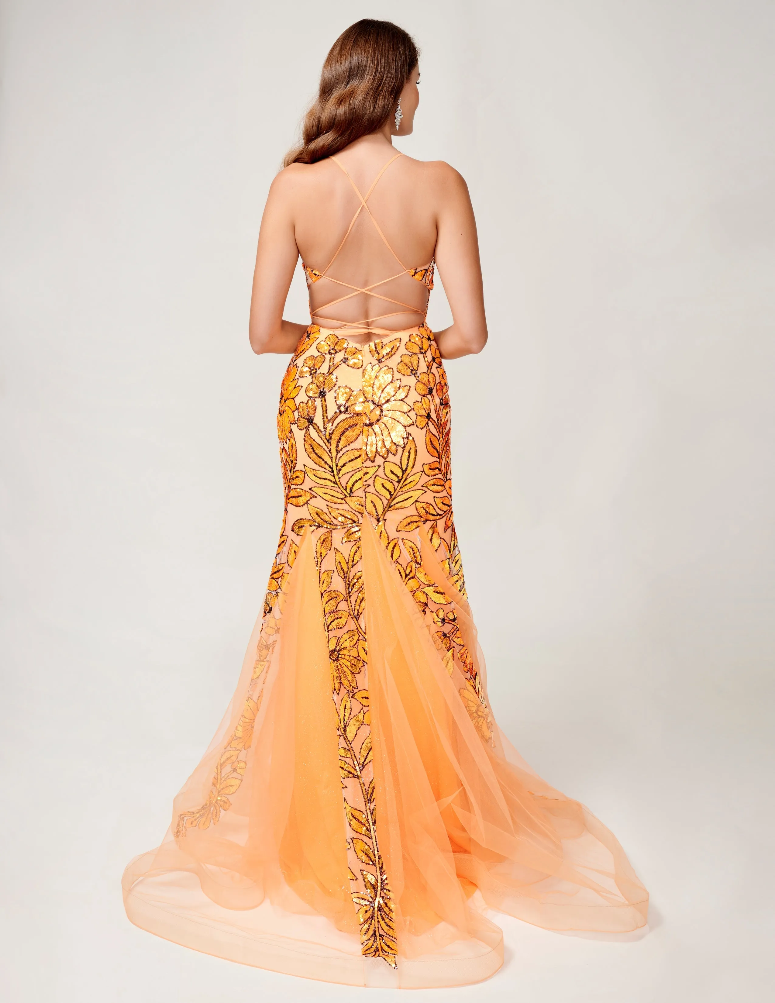Nina Canacci 8236 Size 4 Navy Sequin Mermaid Prom Dress Backless Corset Formal Gown V Neck
