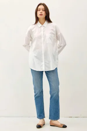 Oversized Basic Cotton Shirt - White
