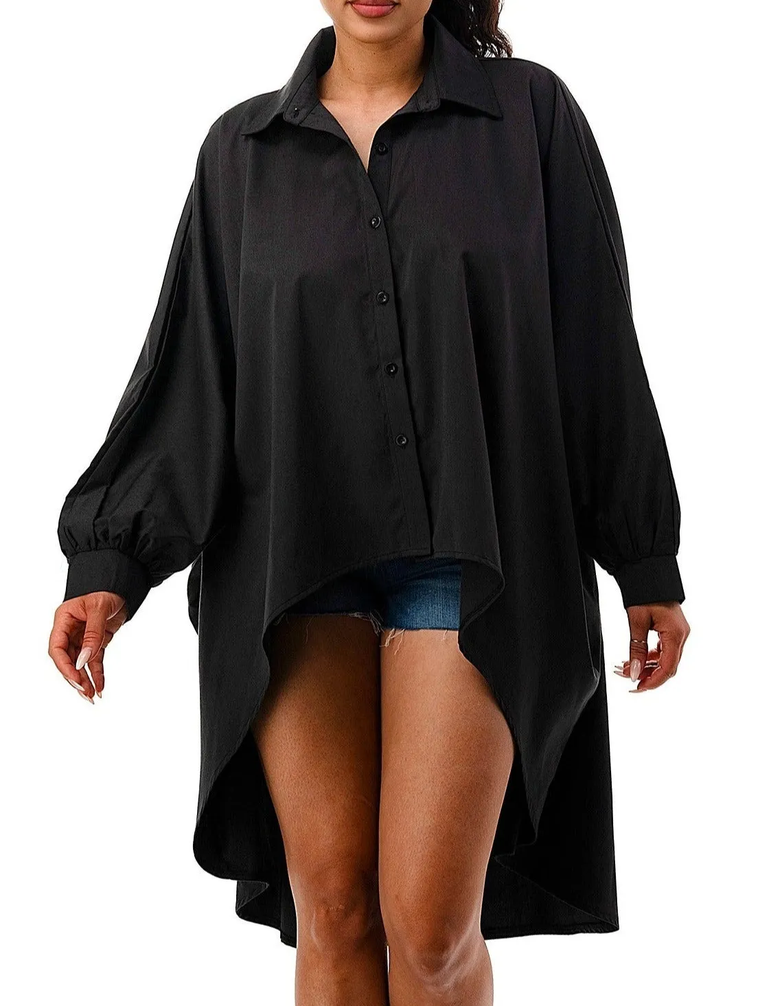Oversized Long Sleeve Button Down Front Shirt