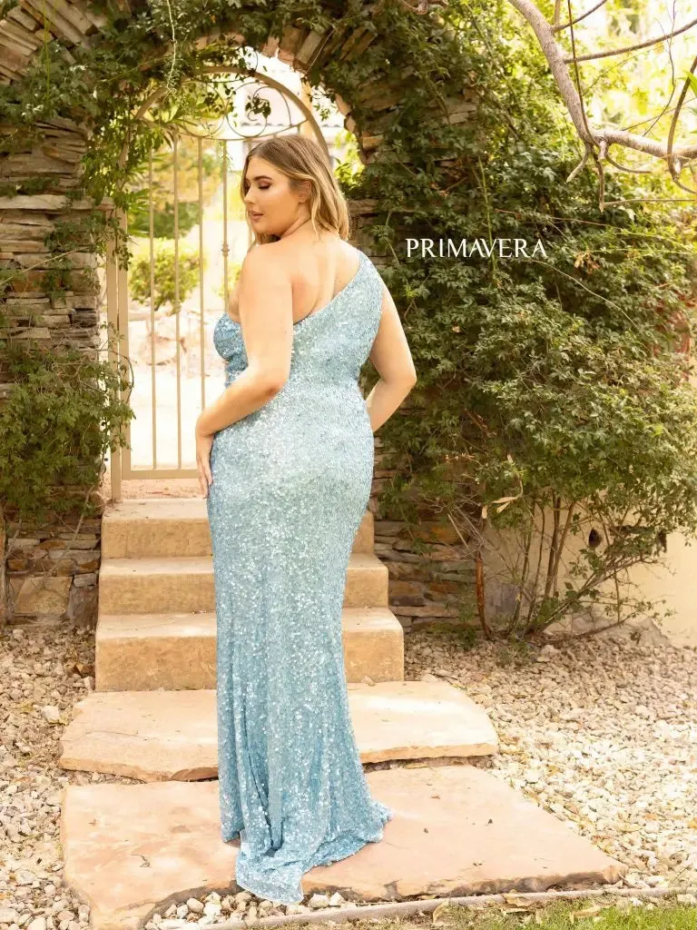 Primavera Couture 14004 Size 20 Neon Pink Long Fitted One Shoulder Sequin Plus Size Prom Dress Formal Gown