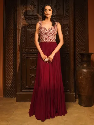 Red Hand Embroidered Gown