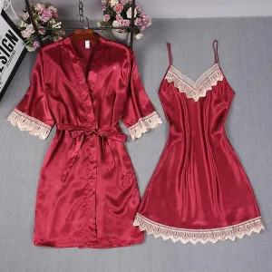 Satin Robe and Nightgown Set