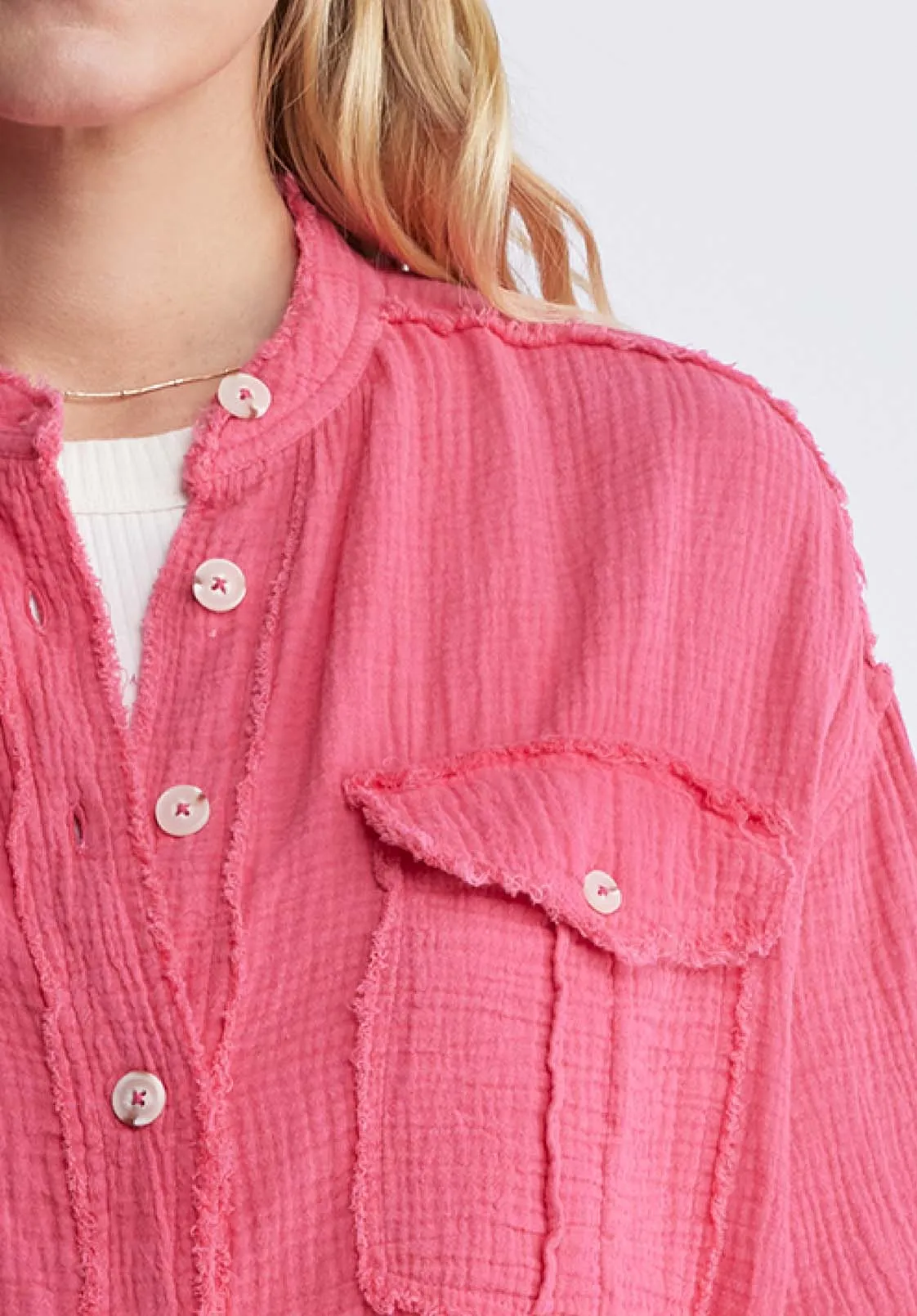 Taylee Women’s Oversized Blouse in Viva Magenta - WT0089P