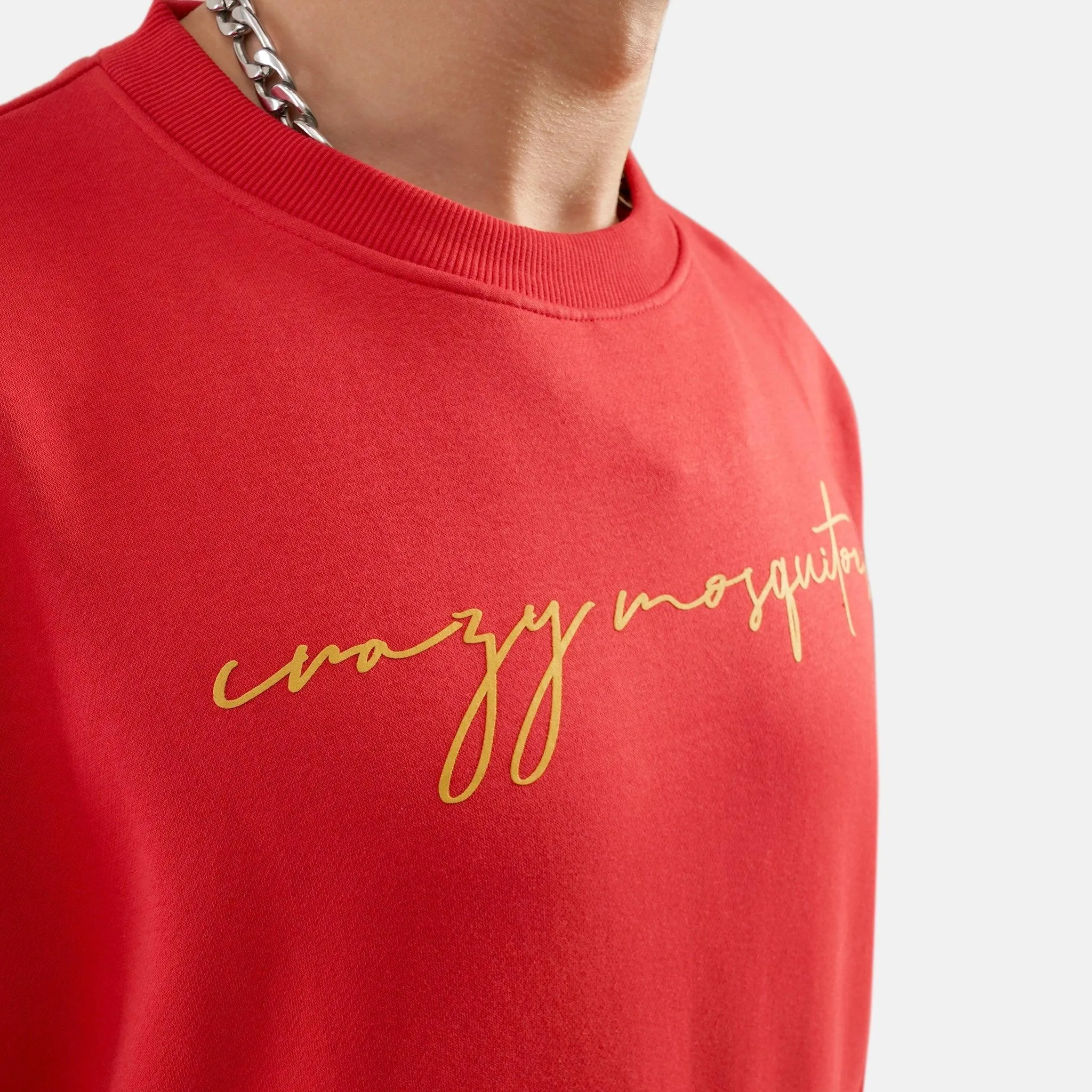 Urban Cheetah Oversized Fleece Sweatshirt in Red