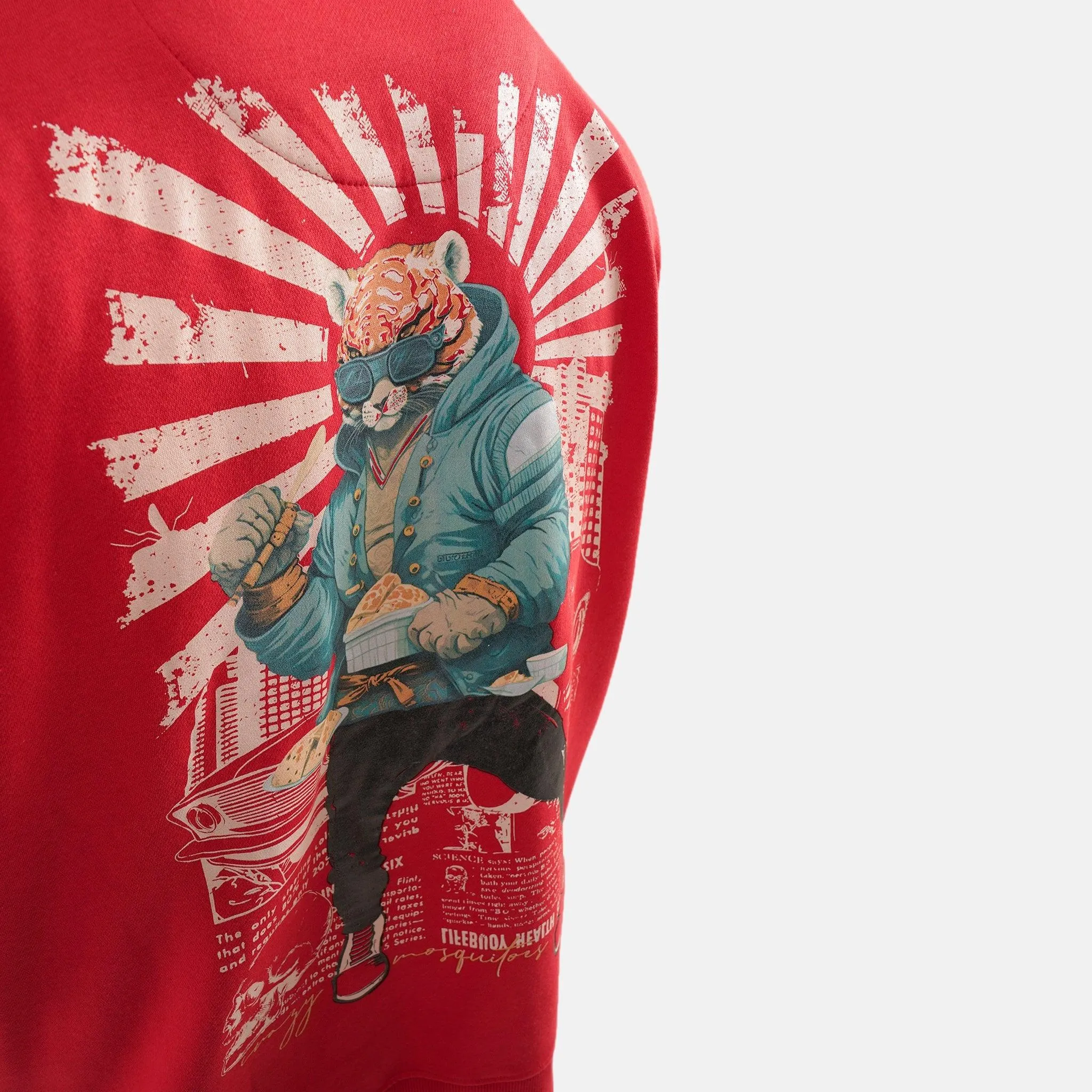 Urban Cheetah Oversized Fleece Sweatshirt in Red