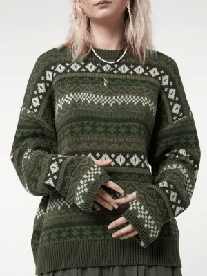 Wenkouban-Spring Casual Outfits Y2K Outfits Long Sleeve Vintage Jacquard Sweater